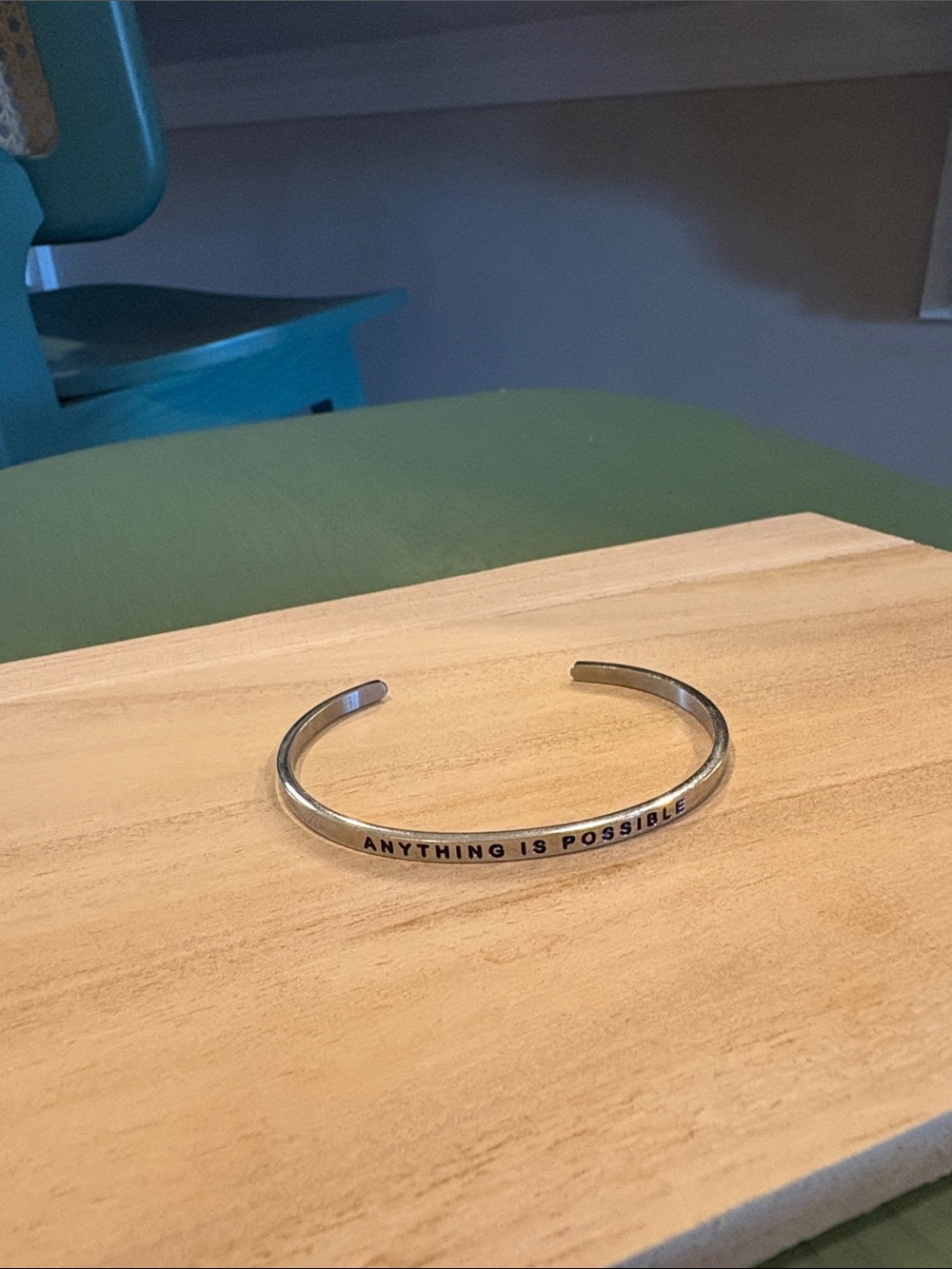 MantraBand Silver "Anything Is Possible" Cuff Bracelet